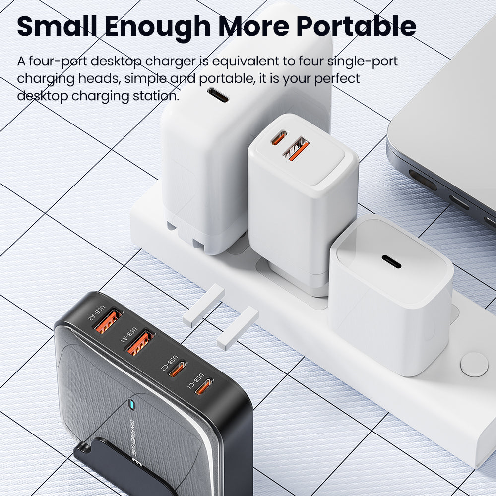 TOOCKI 2 Type-C + 2 USB-A PD 67W Fast Charging Adapter GaN Desktop Charger TOOCKI 2 Type-C + 2 USB-A PD 67W Fast Charging Adapter GaN Desktop Charger